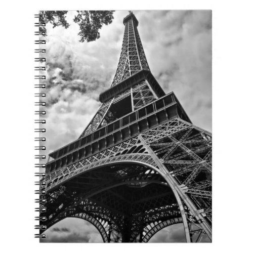 Black White Eiffel Tower Paris Europe Travel Notebook