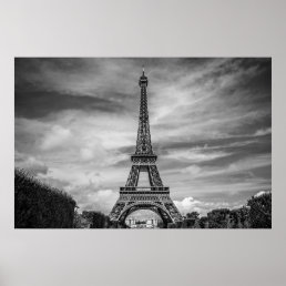 Black White Eiffel Tower Paris Europe Travel Poster