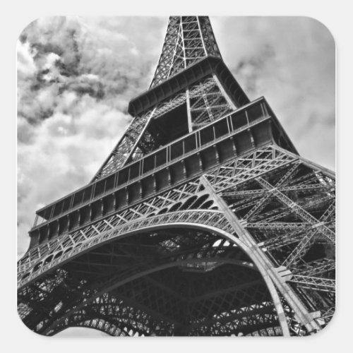 Black White Eiffel Tower Paris Europe Travel Square Sticker