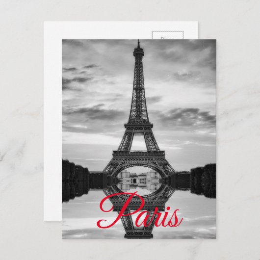 Black White Eiffel Tower Paris European Travel (Front/Back)