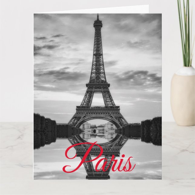 Black White Eiffel Tower Paris European Travel Card (Front)