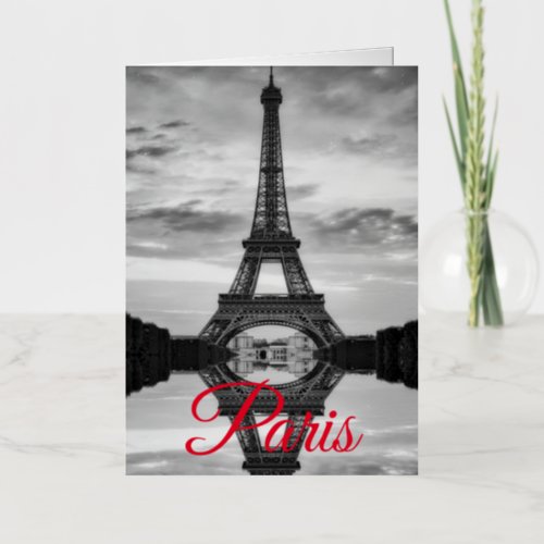 Black White Eiffel Tower Paris European Travel Foil Greeting Card