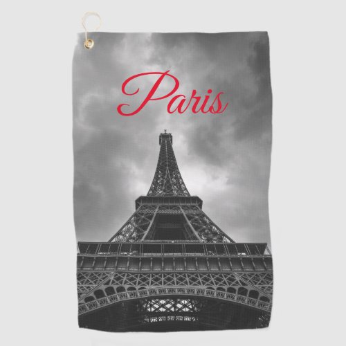 Black White Eiffel Tower Paris European Travel Golf Towel