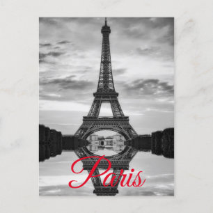 Black White Eiffel Tower Paris European Travel Holiday Postcard
