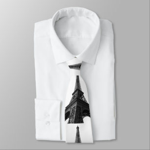 Black & White Eiffel Tower Paris European Travel Neck Tie