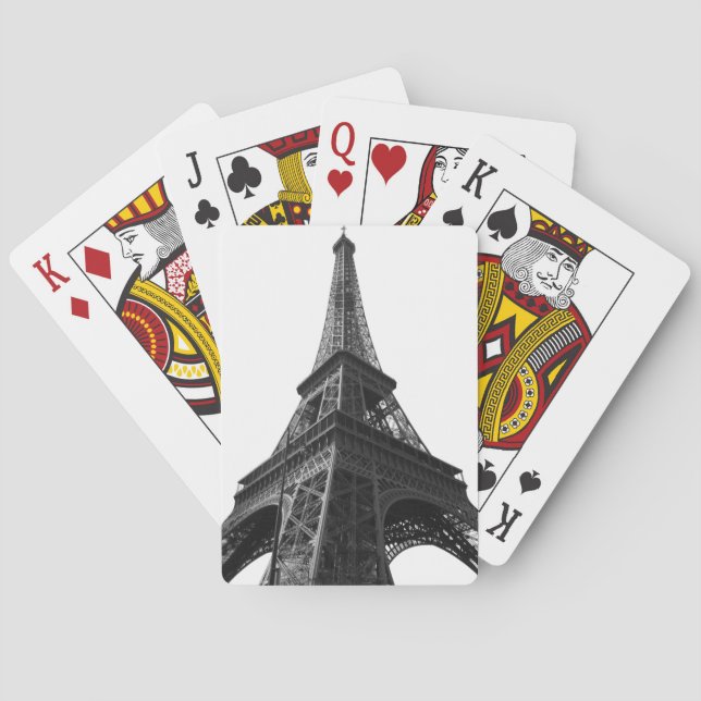 Black & White Eiffel Tower Paris European Travel Poker Cards (Back)