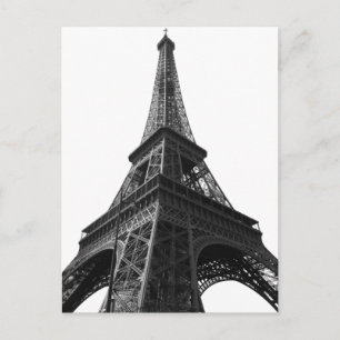Black & White Eiffel Tower Paris European Travel Postcard