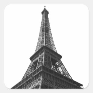 Black & White Eiffel Tower Paris European Travel Square Sticker