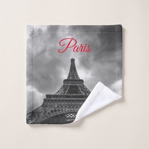 Black White Eiffel Tower Paris European Travel Wash Cloth