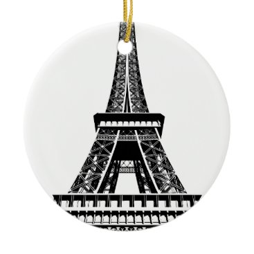 Black white Eiffel Tower Paris France Art Artwork Ceramic Ornament
