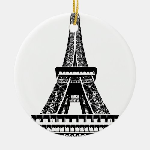 Black white Eiffel Tower Paris France Art Artwork Ceramic Ornament