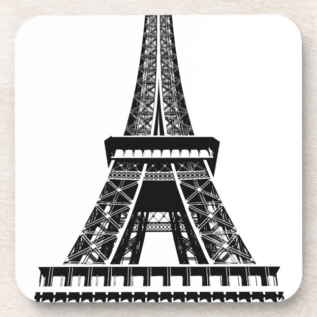 Black white Eiffel Tower Paris France Art Artwork Drink Coaster (Front)