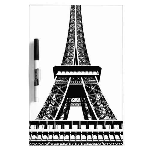 Black white Eiffel Tower Paris France Art Artwork Dry_Erase Board