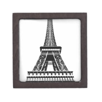 Black white Eiffel Tower Paris France Art Artwork Jewelry Box