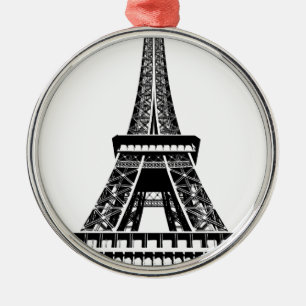 Black white Eiffel Tower Paris France Art Artwork Metal Ornament
