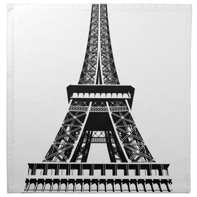 Black white Eiffel Tower Paris France Art Artwork Napkin (Front)