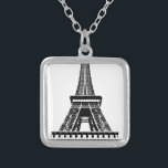Black white Eiffel Tower Paris France Art Artwork Silver Plated Necklace<br><div class="desc">Black and white Paris Eiffel Tower Artwork</div>