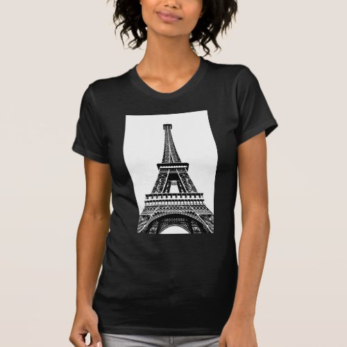 Black white Eiffel Tower Paris France Art Artwork T_Shirt