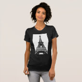Black white Eiffel Tower Paris France Art Artwork T-Shirt (Front Full)