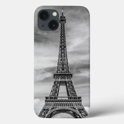 Black  White Eiffel Tower Paris France iPhone 13 Case