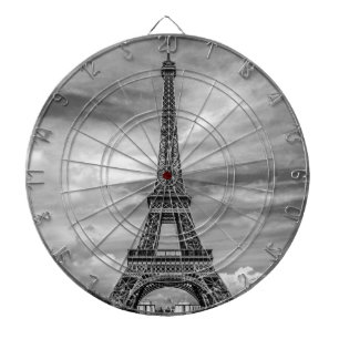 Black & White Eiffel Tower Paris France Dartboard
