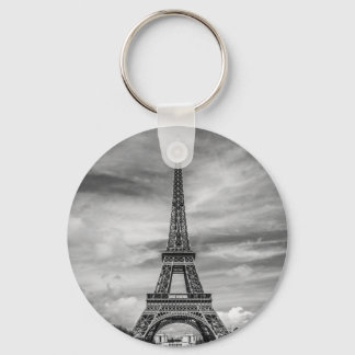 Black & White Eiffel Tower Paris France Keychain