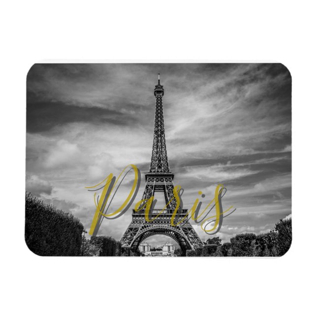 Black & White Eiffel Tower Paris France Magnet (Horizontal)