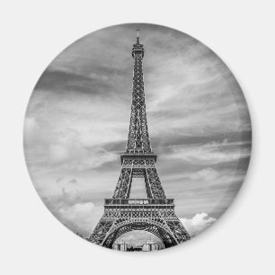 Black & White Eiffel Tower Paris France Magnet