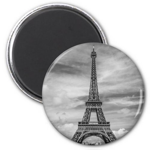 Black  White Eiffel Tower Paris France Magnet