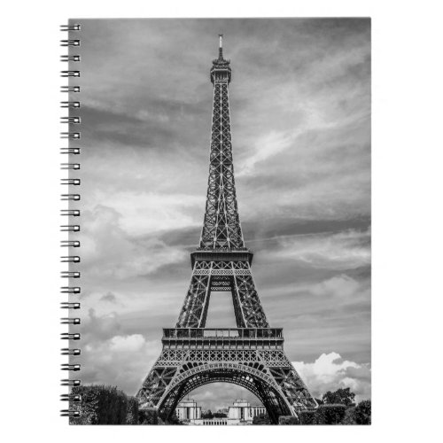 Black  White Eiffel Tower Paris France Notebook