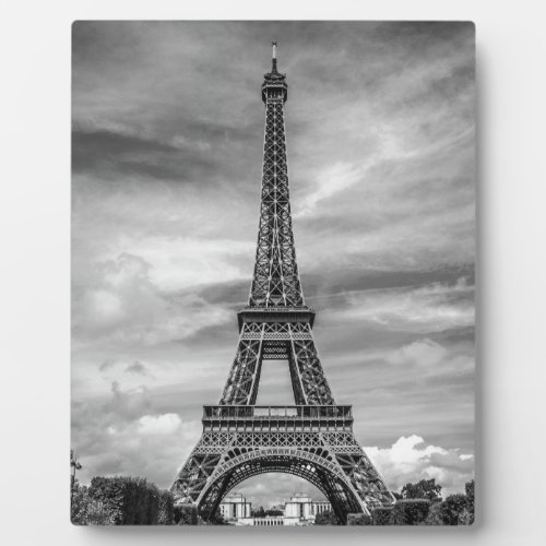 Black  White Eiffel Tower Paris France Plaque