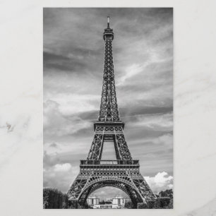 Black & White Eiffel Tower Paris France Stationery