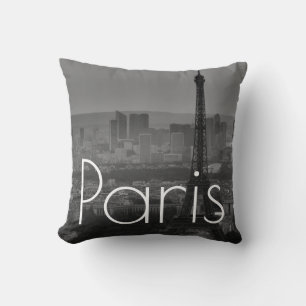 Black White Eiffel Tower Paris France Travel Throw Pillow