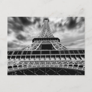 Black & White Eiffel Tower Paris French Travel Postcard