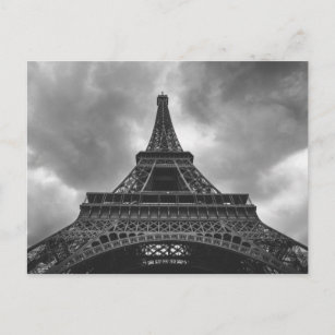 Black & White Eiffel Tower Paris French Travel Postcard