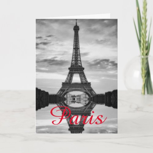 Black White Eiffel Tower Paris Love City Travel Card
