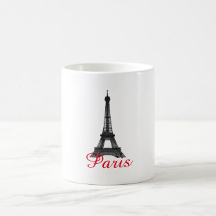 Black White Eiffel Tower Paris Love City Travel Coffee Mug