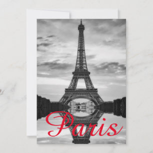 Black White Eiffel Tower Paris Love City Travel Holiday Card