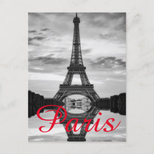 Black White Eiffel Tower Paris Love City Travel Holiday Postcard