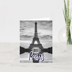 Black White Eiffel Tower Paris Love City Travel Letterpress Thank You Card