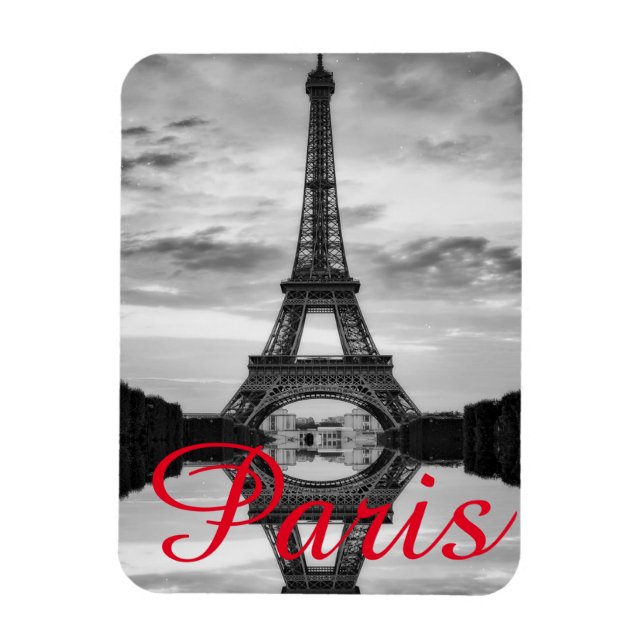 Black White Eiffel Tower Paris Love City Travel Magnet (Vertical)