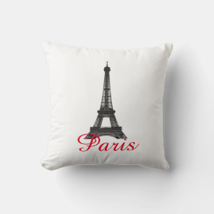 Black White Eiffel Tower Paris Love City Travel Throw Pillow