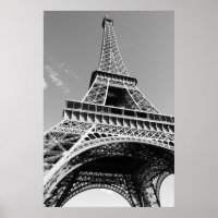 Black & White Eiffel Tower Paris Romance City Poster