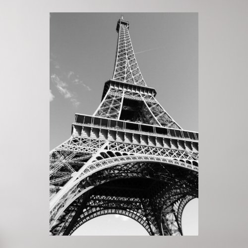 Black  White Eiffel Tower Paris Romance City Poster