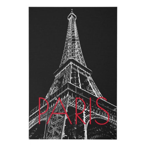 Black White Eiffel Tower Paris Romantic Love City Faux Canvas Print