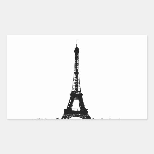 Black  White Eiffel Tower Rectangular Sticker