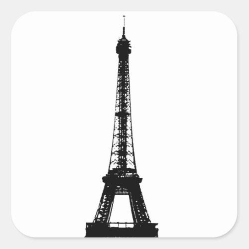 Black  White Eiffel Tower Square Sticker