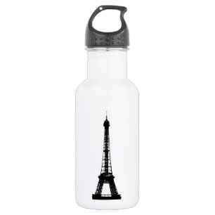 Black & White Eiffel Tower Stainless Steel Water Bottle