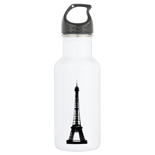 Black  White Eiffel Tower Stainless Steel Water Bottle