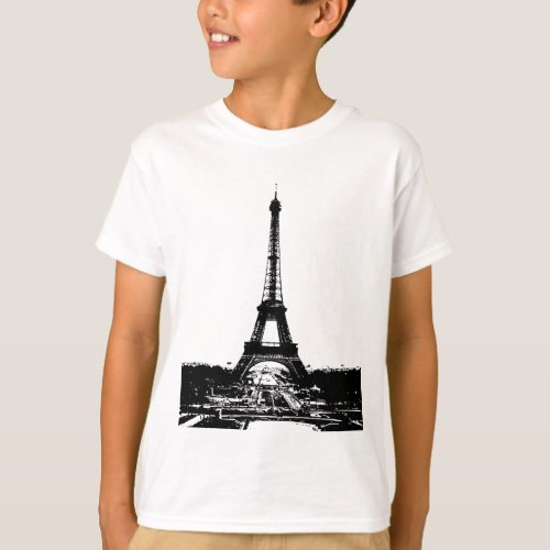 Black  White Eiffel Tower T_Shirt